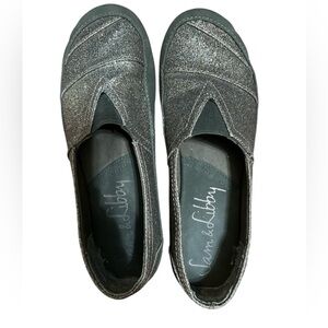 Sam & Libby silver sparkle slide on shoes/flats women’s 7.5